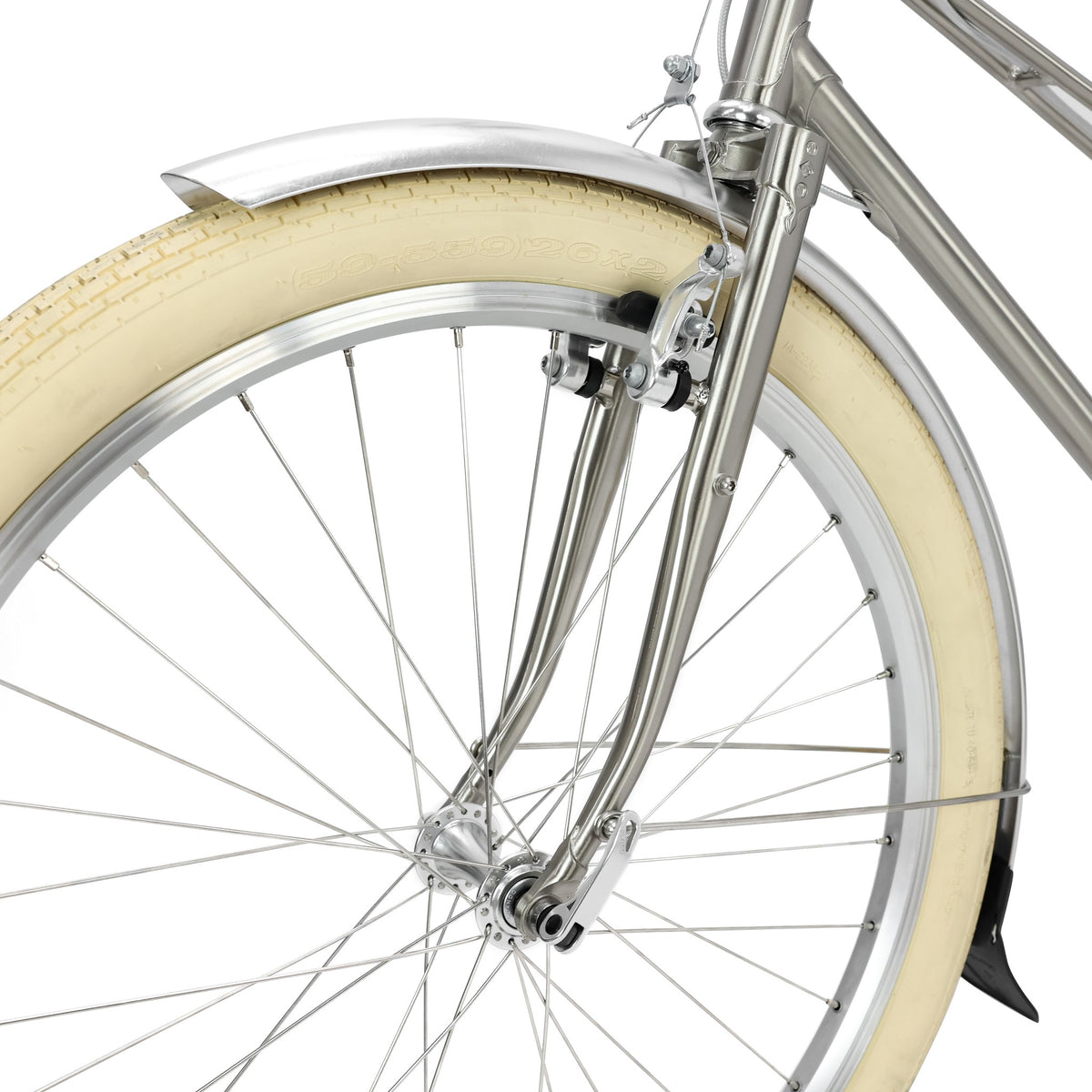 Mixte26 Lite — 9-Speed Step-Through City Bike — Front wheel, fork and fender