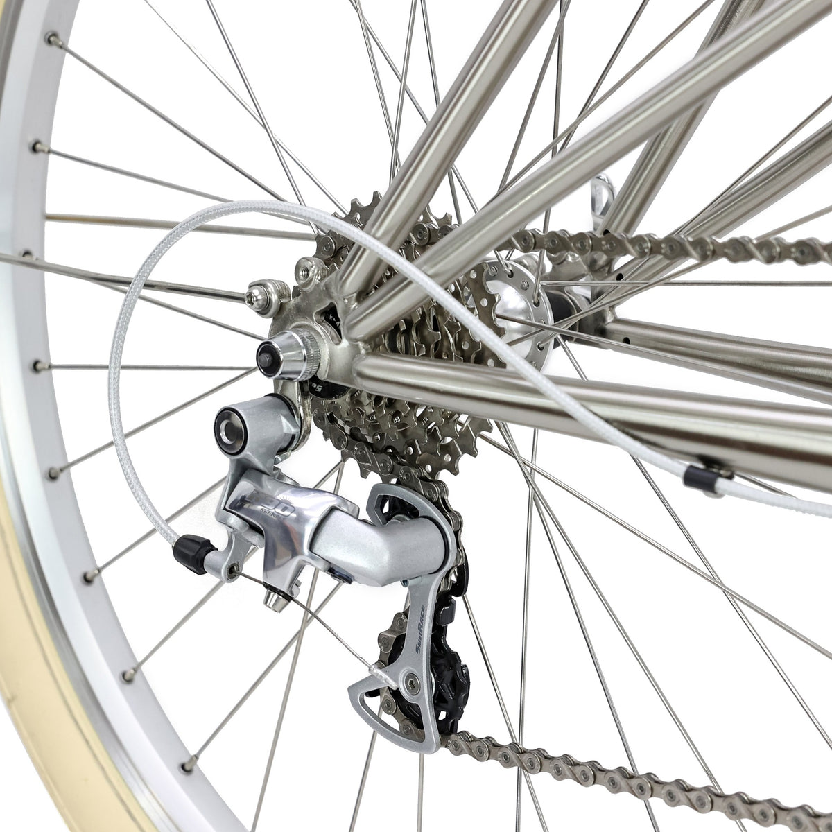 Mixte26 Lite — 9-Speed Step-Through City Bike — Rear derailleur and cassette