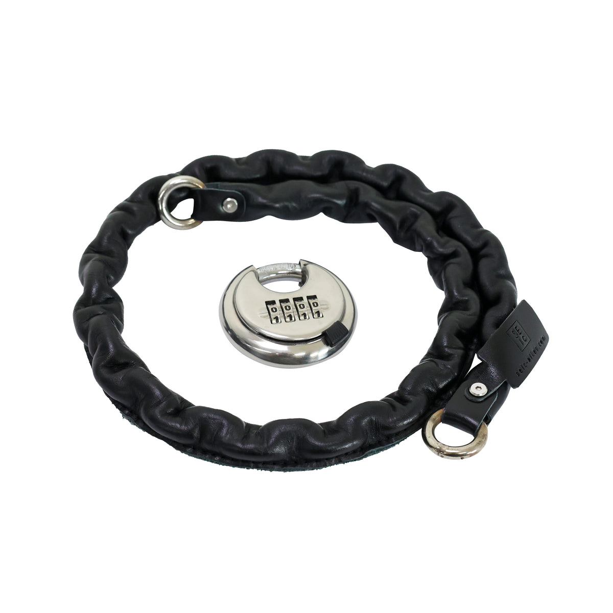 Leather password chain lock — Black