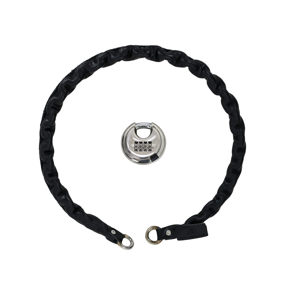 Leather password chain lock — Black