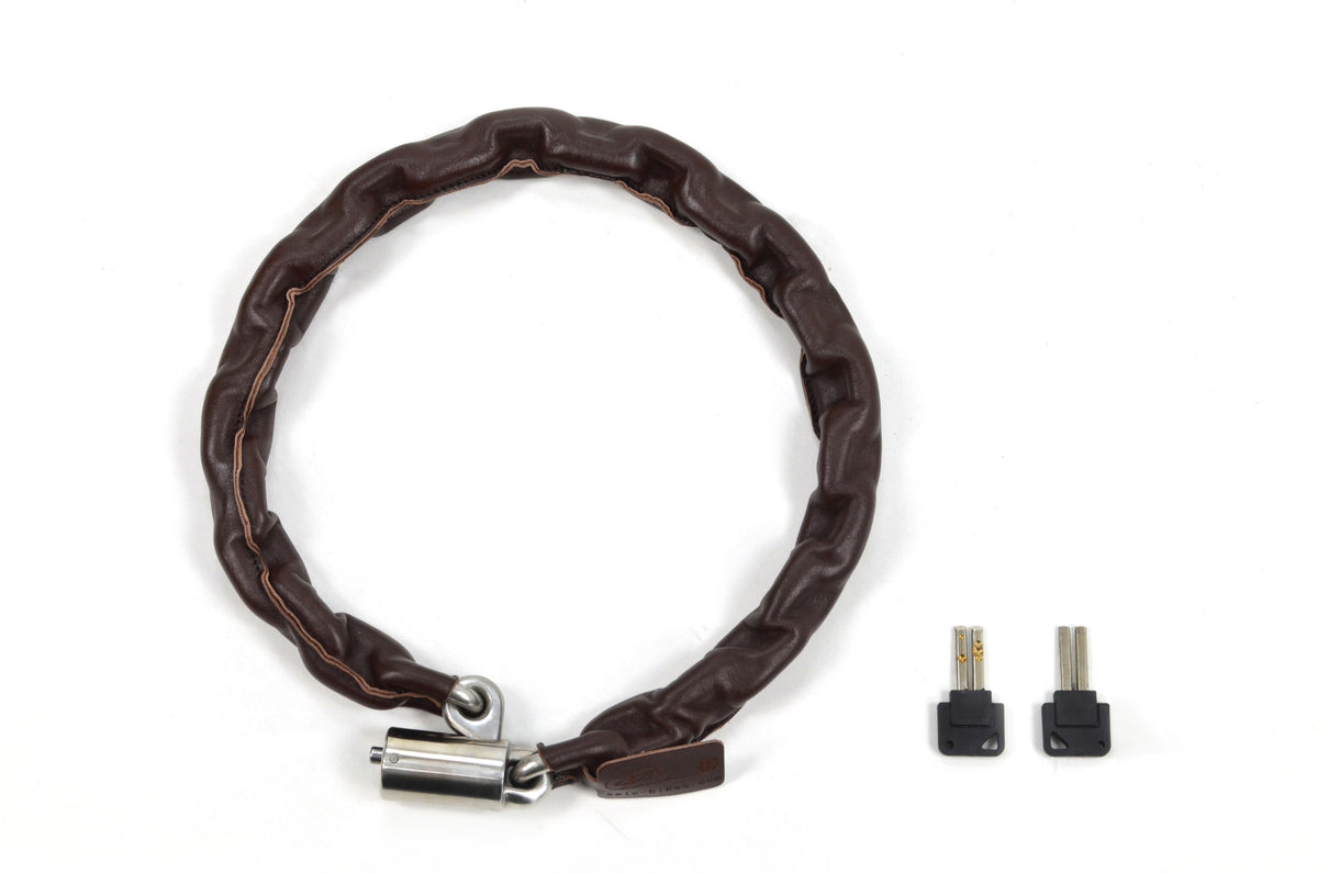 Leather password chain lock — Brown