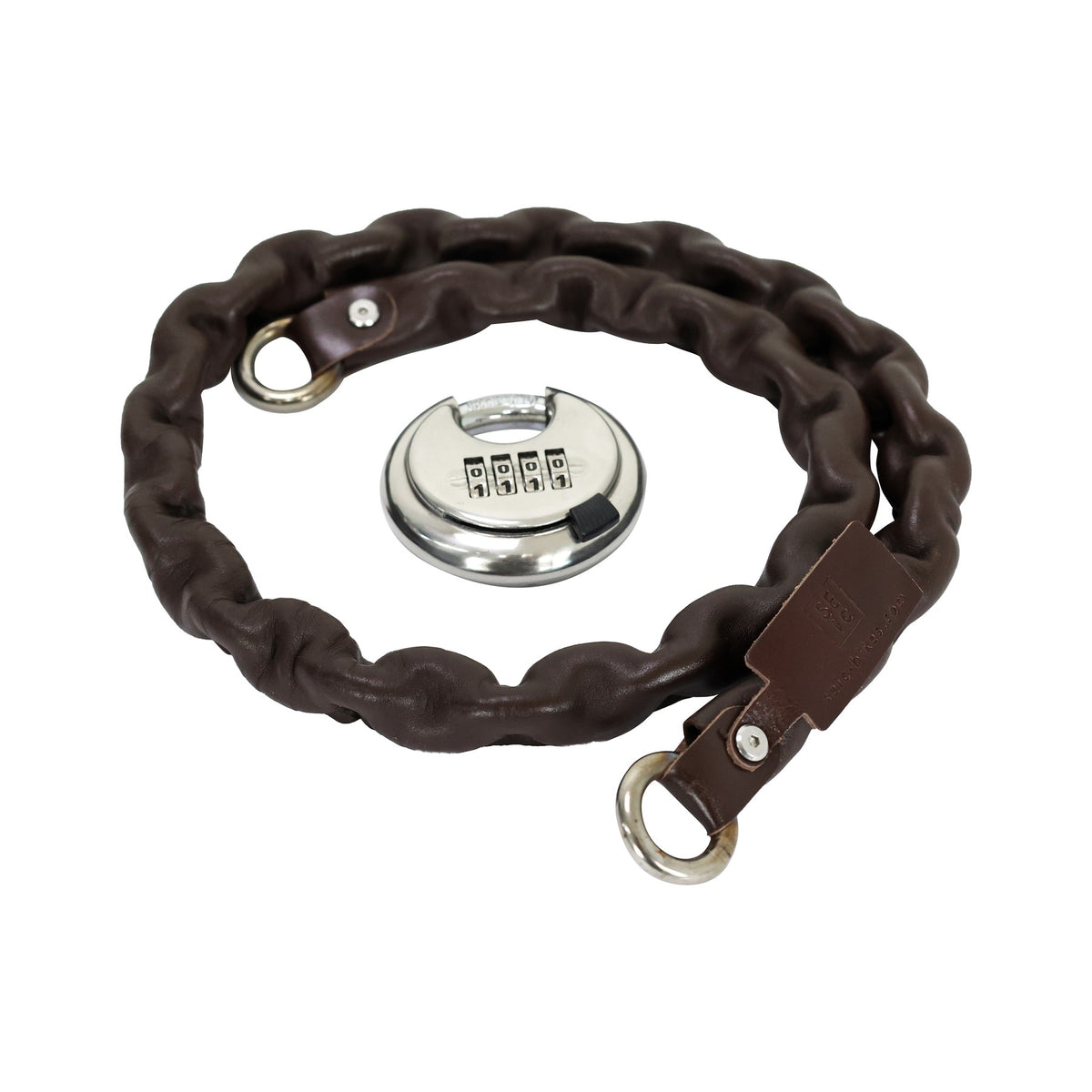 Leather password chain lock — Brown