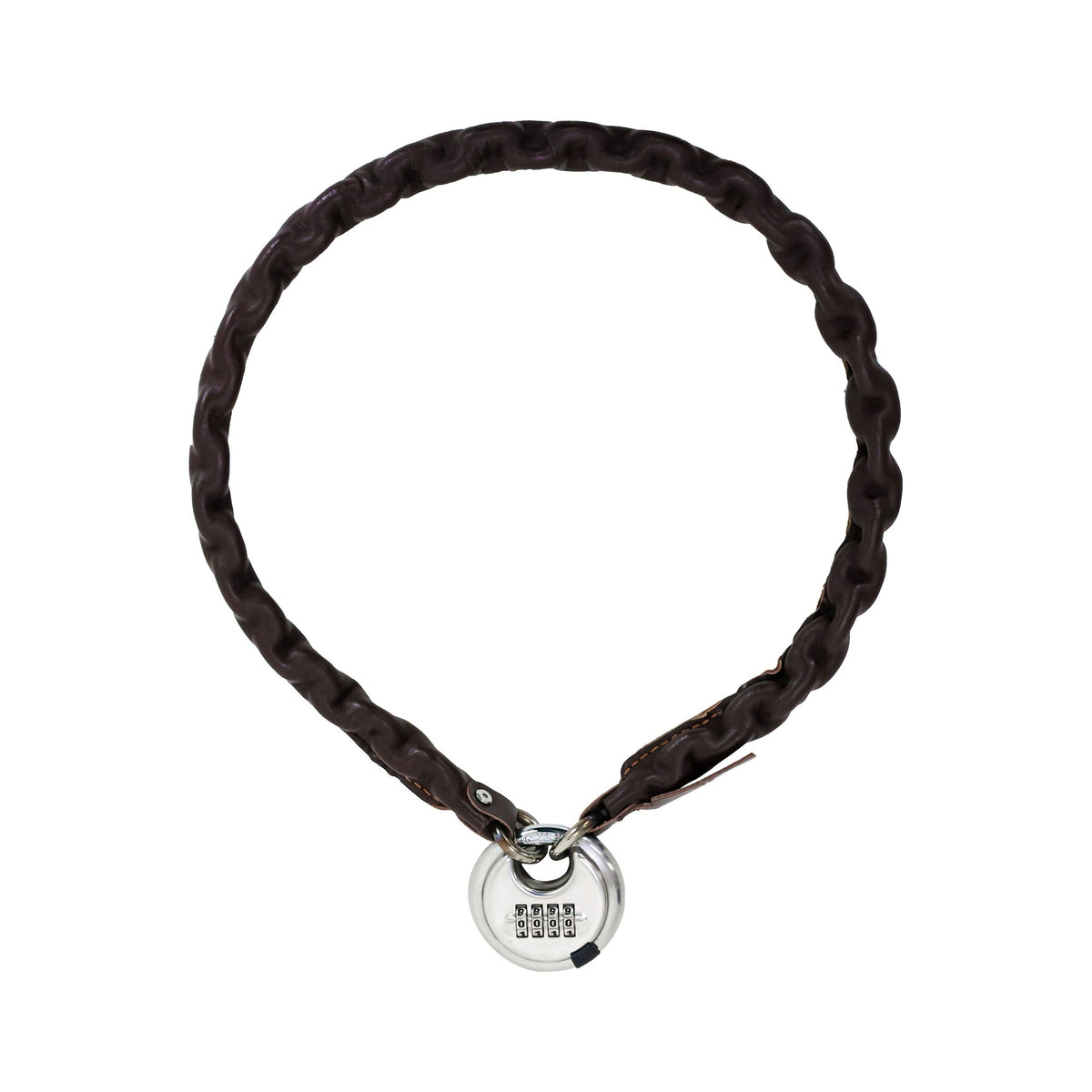 Leather password chain lock — Brown
