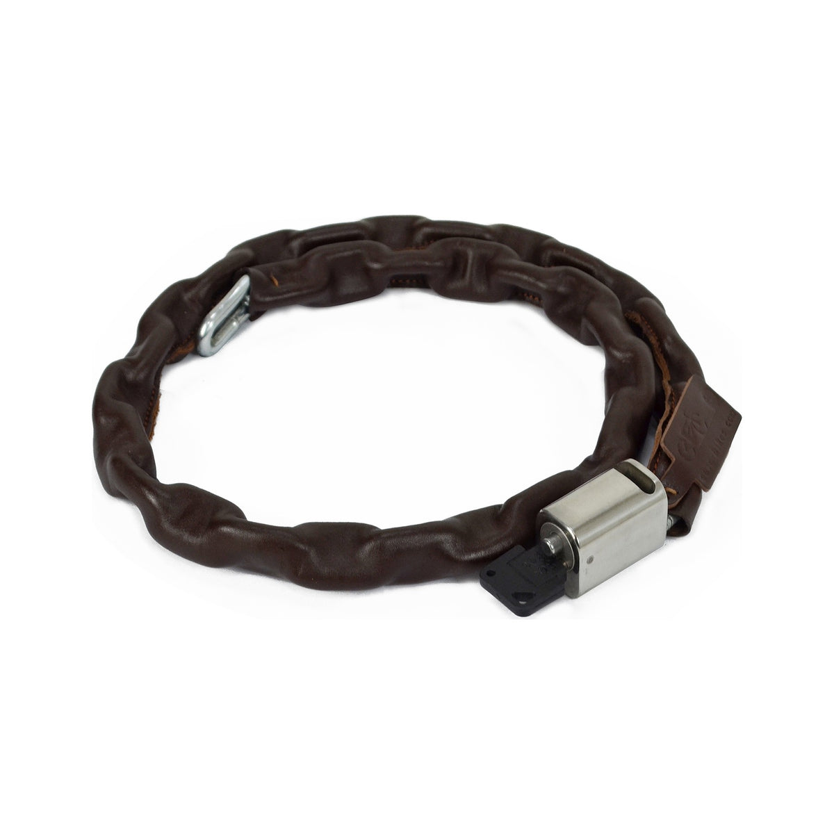 Leather password chain lock — Brown
