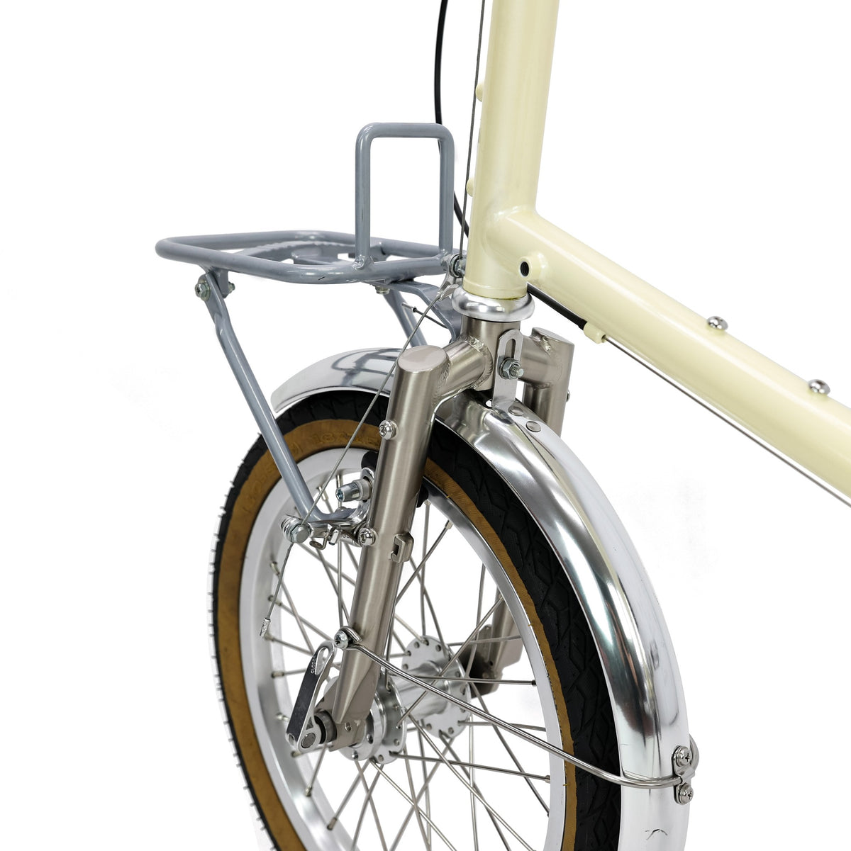 miniQ Lite — 16-Inch 9-Speed Detachable-Frame Bike — Front rack, side view