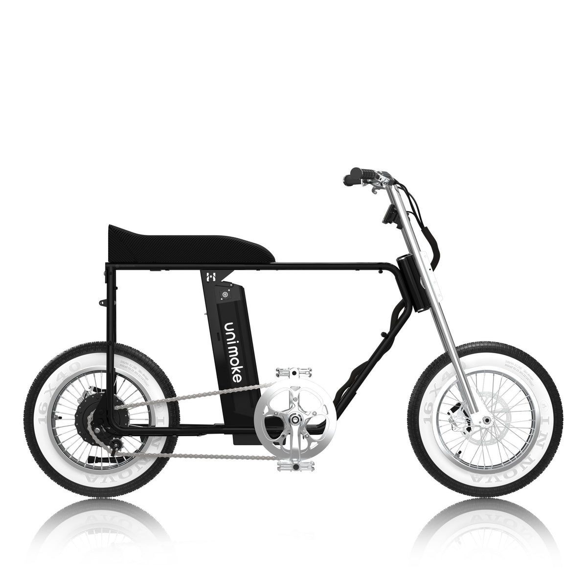 Unimoke minibike Pearl black, side profile