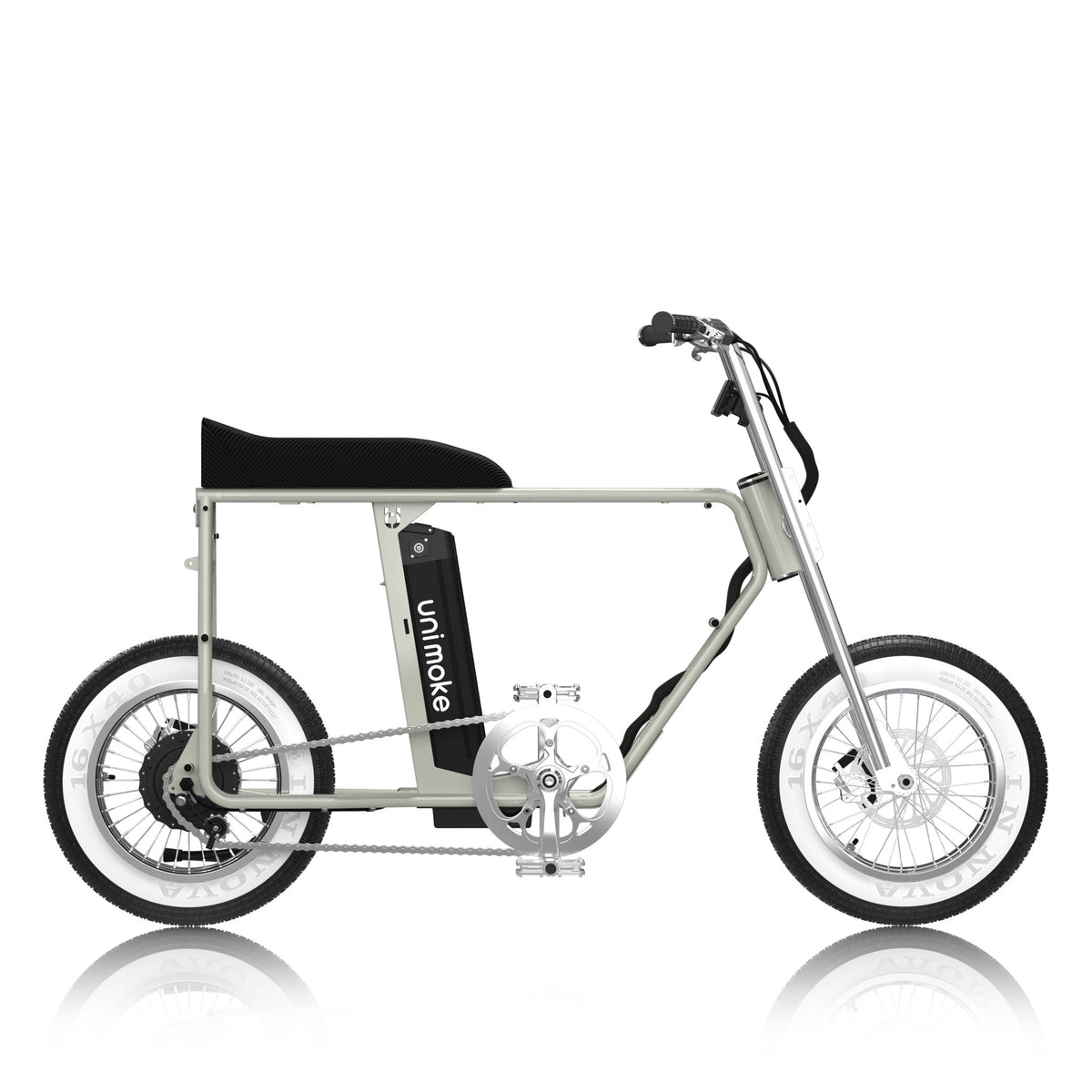 Unimoke minibike Sea salt grey, side profile