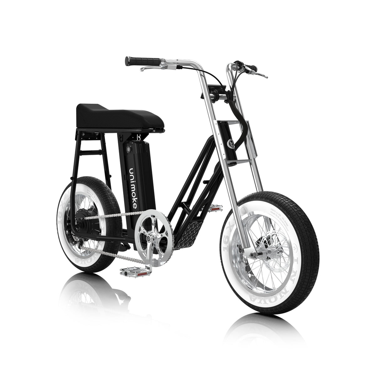 Unimoke miniswing Pearl black, front three-quarter view