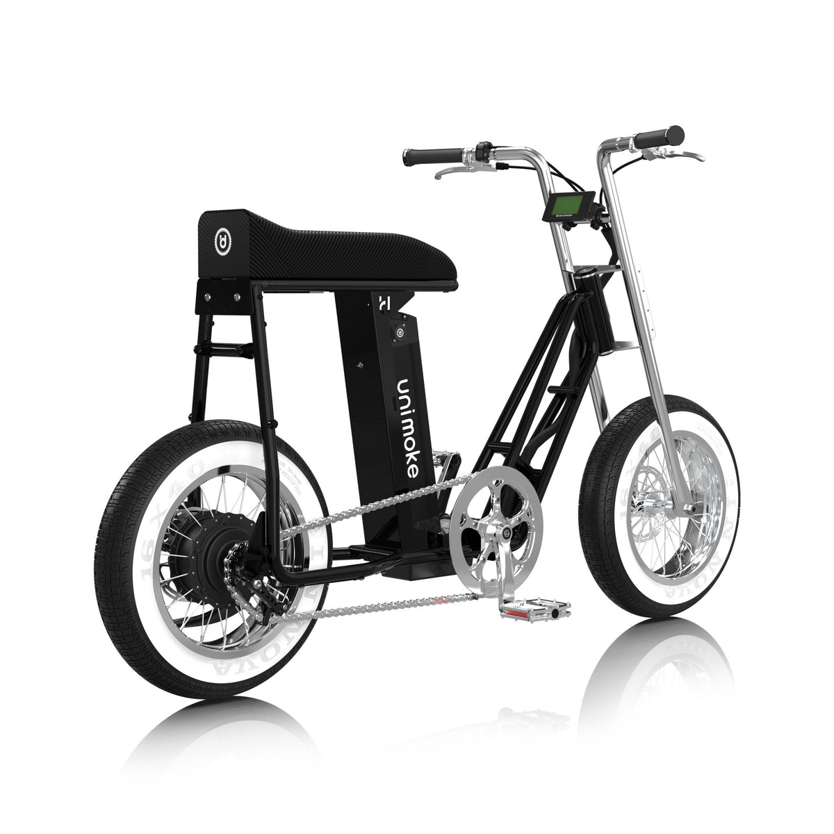 Unimoke miniswing Pearl black, rear three-quarter view