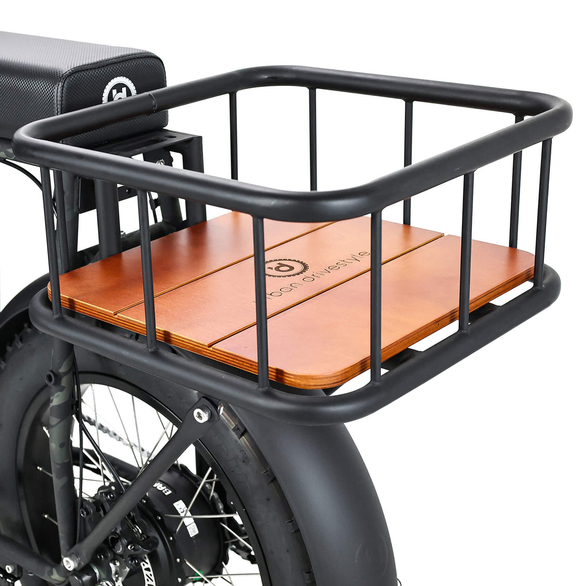 Wooden plate for rear basket