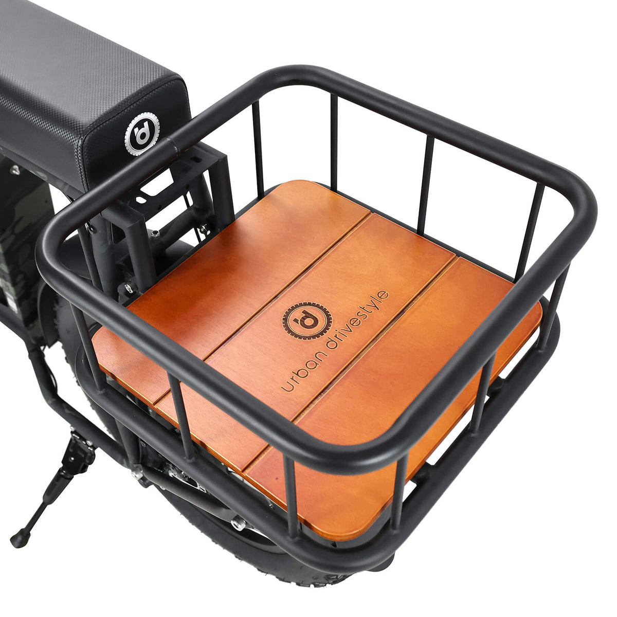 Wooden plate for rear basket
